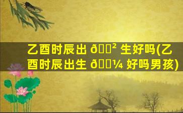 乙酉时辰出 🌲 生好吗(乙酉时辰出生 🌼 好吗男孩)